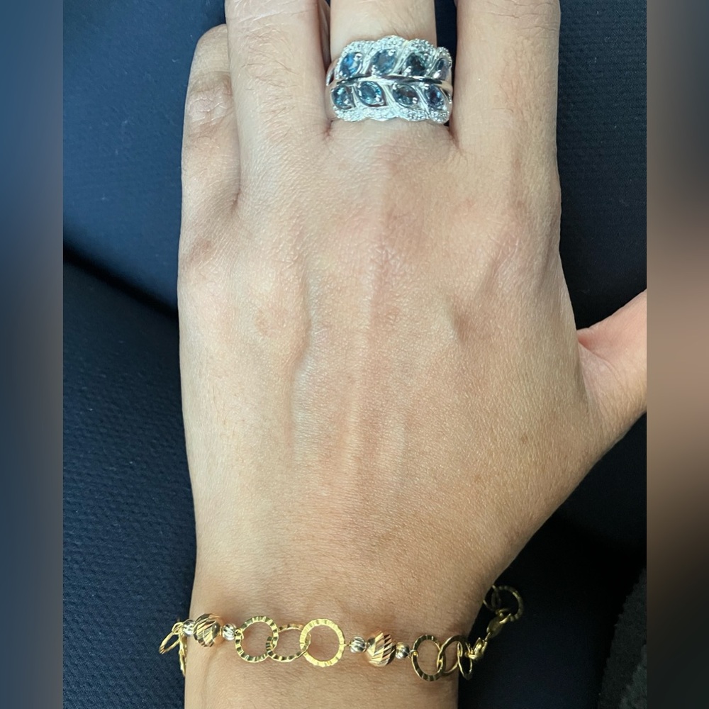 SOLD: Solid 18K Diamond Ring with Green Emerald Stones